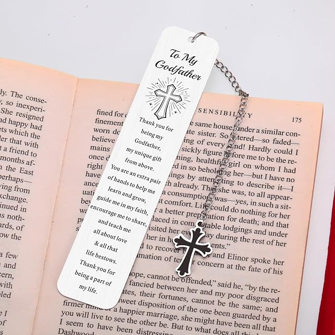 Fathers Day Godfather Gifts for Men Christian Bookmark for Men Birthday Retirement Confirmation First Communion Baptism Gifts for Adults Godfather Gift from Godson Goddaughter Bible Accessories
