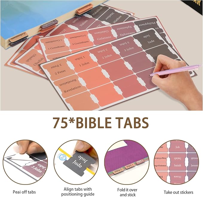 Bible Cover for Women Bible Case, Large Bible Bag, Bible Study Supplies Bible Journaling Kit Book Carrying Case with Bible Highlighters Tabs, Valentines Day Christian Gifts for Women (Black)