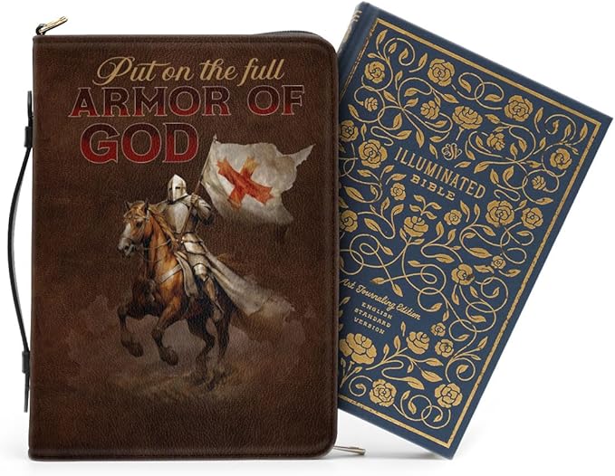 Jesuspirit Bible Covers for Men - Armor of God Bible Cover - Christian Bible Cover with Faith Scripture - Religious Appreciation Gifts for Pastor, Father's Day Gifts (B - Armor of God, Large)