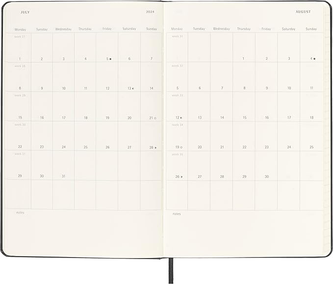 Moleskine 2023-2024 Weekly Planner, 18M, Large, Black, Hard Cover (5 x 8.25)
