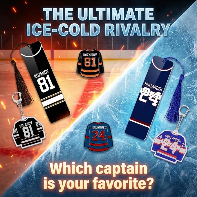 6 Pcs Hockey Romance Rivals Merch Set, 81 & 24 Jersey Number Metal Bookmarks Keychains and Enamel Pins Bundle, Bookish Reader Gifts Accessories for Women BookTok Fans