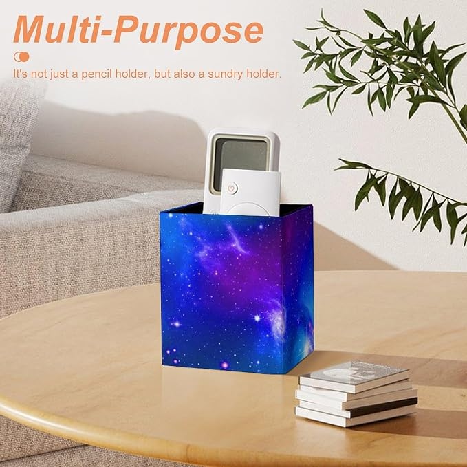 Men's Fashion Pencil Pen Holder Cup, Waterproof Office Supplies, Waterproof Multifunctional Office Supplies Blue Purple Galaxy Art