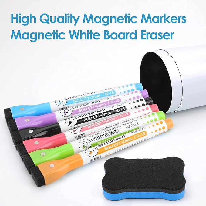 MaxGear 20'' X 13'' inch Magnetic Dry Erase Whiteboard for Refrigerator, Fridge Whiteboard Sheet for Kitchen Fridge Shopping List Notice Board with New Stain Resistant Technology (1 Eraser,6 Markers)