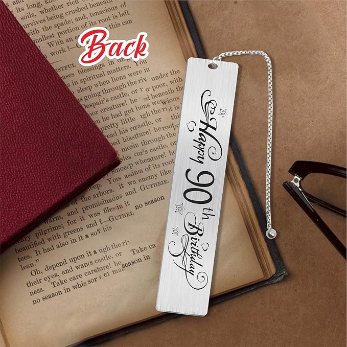 Jzxwan 90th Birthday Gift Ideas - Stainless Steel Bookmark with Inspirational Letter for Men and Women