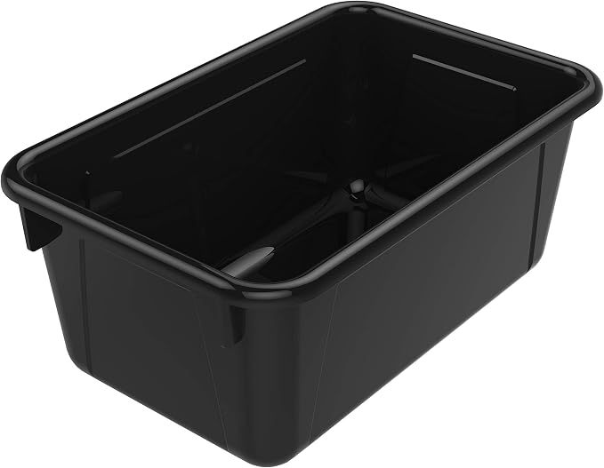 Storex Small Cubby Bins – Plastic Storage Containers for Classroom, 12.2 x 7.8 x 5.1 inches, Black, 5-Pack (62466A05C)