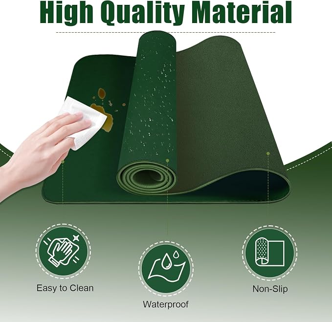 Leather Desk Pad Protector, Desk Mat, Large Mouse Pad, Non-Slip Desk Blotter, Office Laptop Desk Pad, PU Leather Desk Writing Pad for Office and Home (Blackish Green, 31.5" x 15.7")