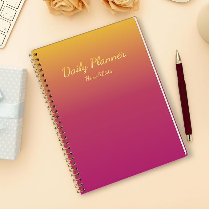 Undated Daily Planner Notebook, 80-Day To Do List Organizer with Hourly Schedule, Day on a Page Agenda Journal for Work, Life Tasks, Women and Men