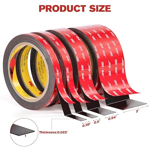 Double Sided Tape Heavy Duty, 0.5" x 16.5 ft Mounting Tape VHB 5925 Strong Adhesive Waterproof for Automotive, LED Strip Lights, DIY Home Décor