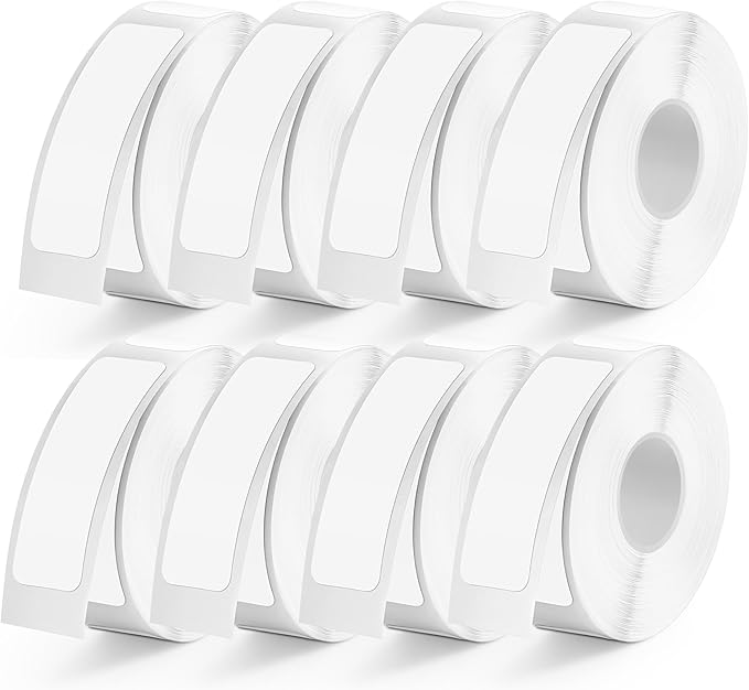 MIARALA D30 Label Tape 12mm×40mm(0.47"x1.57"), D30 Label Maker Tape Self-Adhesive Label Tape for D30 Printer, (White Set(8 Rolls))