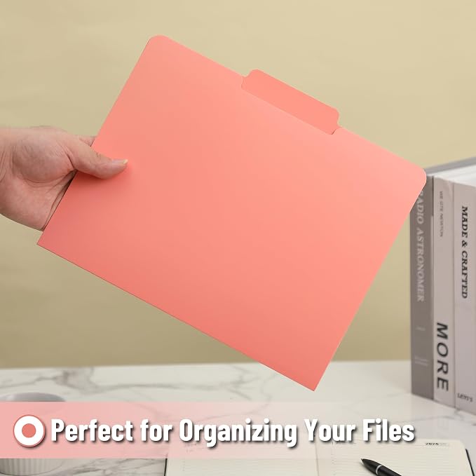 Mr. Pen- File Folders, 50 Pack, 1/3-Cut Tab, Vibrant Earthy Spectrum, 5 Assorted Colors, Letter Size, Office Supplies File Folders