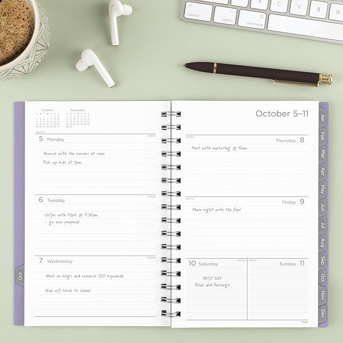 Mead 2027 Planner, Weekly & Monthly, 15-Month Oct-Dec, 5.5" x 8.5", Lilac (1806-200-27)