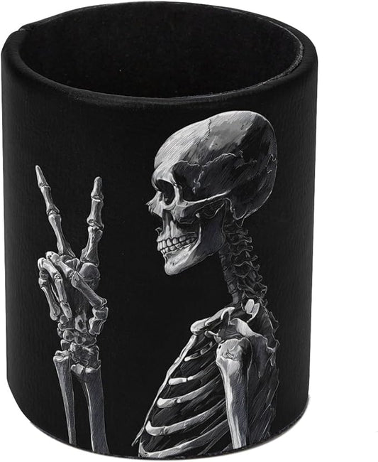 Cool Skeleton Leather Pen Holder for Desk, Multifunctional Desktop Organizer Pencil Cup, Desktop Caddy Stationery Organizer for School Home Office Desk Accessories