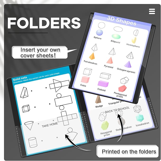 Henoyso 12 Pcs Folders with Pocket School to Home Folder Heavy Duty 2 Pocket Homework Folders with Clear Front Pockets for School Students Parent Teacher Communication (Black)