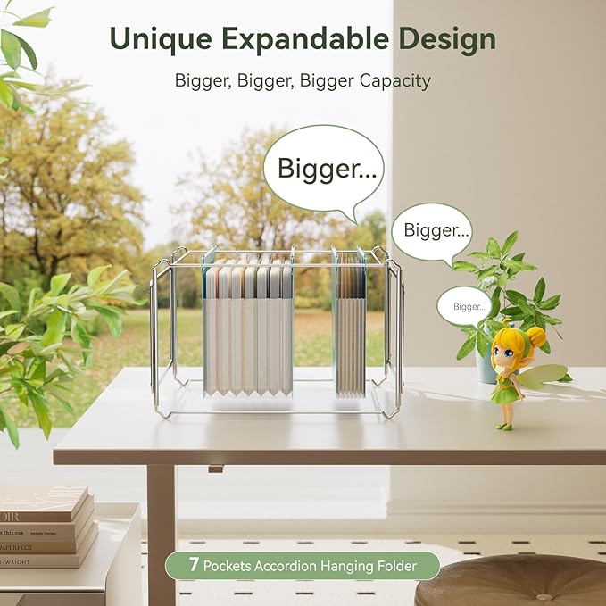 EcoStash Wheat Straw Expanding Hanging File Folders,1.2" Accordion Pockets File Organizer, Large Capacity,Letter Size for Filing Cabinet,100% BPA Free, Return to Nature, Healthy Living-