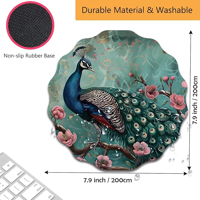 Pen Holder for Desk, PU Leather Multifunctional Desktop Storage Box and Anti-Slip Mouse Pad Set, Makeup Brush Holder Pen Organizer for Office and Home - Peacock