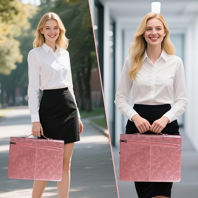 Calfinder Personalized Portfolio for Women&Men, Free Name Engrave,Customized Leather Padfolio, Business Portfolio with with Handle for Ipad, Unique Gift for Graduation