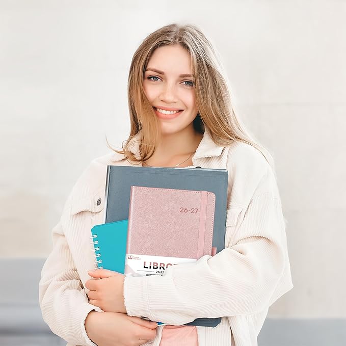 2026-2027 Planner - Academic Planner 2026-2027 Weekly Monthly Planner, July 2026 - June 2027, 5.7'' x 8.4'', Thick Paper, Leather Cover, Pen Holder, Back Pocket, Perfect Daily Organizer - Rose Gold