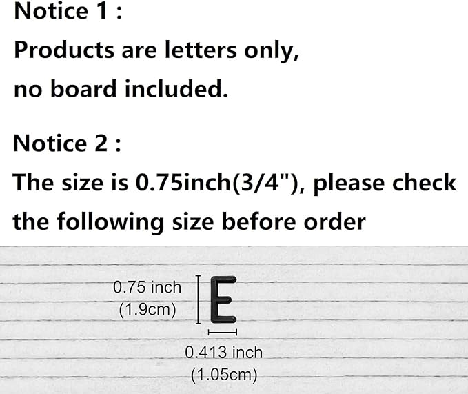 Felt Letter Board Letters Sets - Pre-cut 340pcs 3/4 Inch(0.75") Black Letters with Canvas Bag(No Board Included)