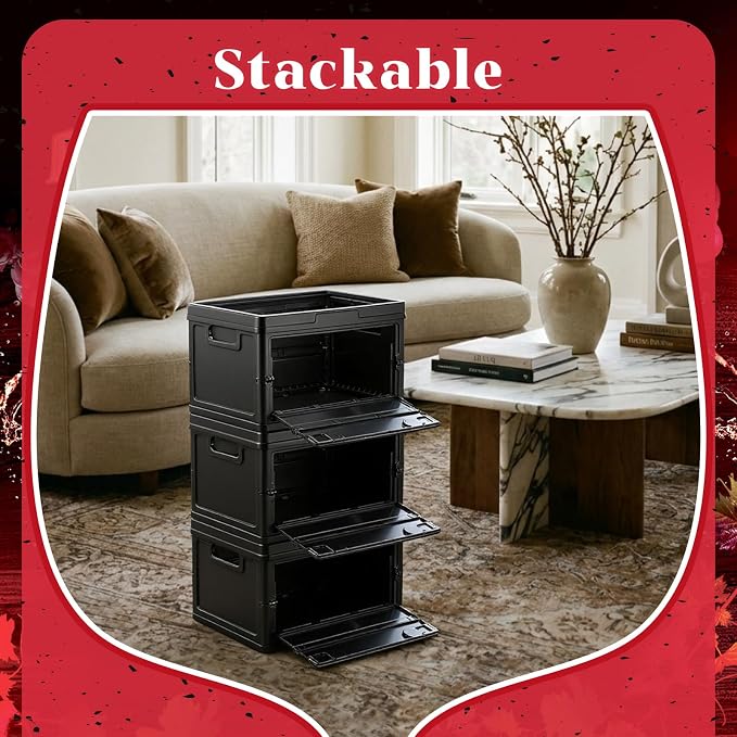 3 Pcs Winebox Storage Crate Stackable Flexible Wine Storages Solution Front and Rear Access Door Separate Wines Storage Crates Wine Collector, Holds 9 Standard Bottles Per Crate (Black)