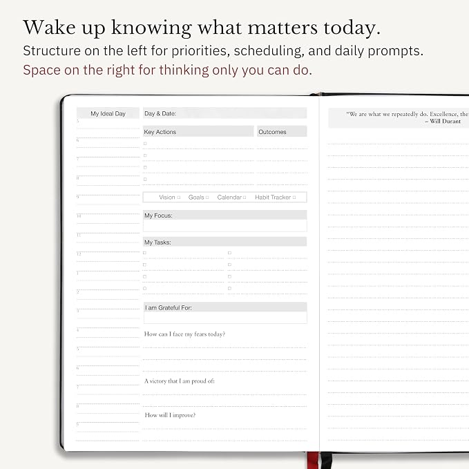 The Phoenix Journal - Quarterly Goal Planner, Daily Planner Journal & Organizer for Goal Setting, Productivity & Focus - Undated 12 Week Planner, Weekly & Monthly Planning, Habit Tracking - Hardcover (Crimson)
