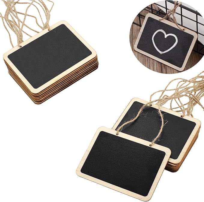 16 Pack Chalkboard Tags for Baskets Message Board Signs with String, Hanging Labels Chalkboard Signs Mini Erasable Chalkboard Labels, Food Labels, Wedding Parties, Price Message Tags
