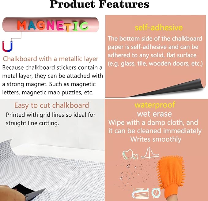 Magnetic Arch Wall Decal 39.3"x17.5" Chalkboard Contact Paper Peel and Stick Self Adhesive Magnetic Wall Board Sticker with 36 Magnet Letters for Offices Chalkboard Wallpaper Roll