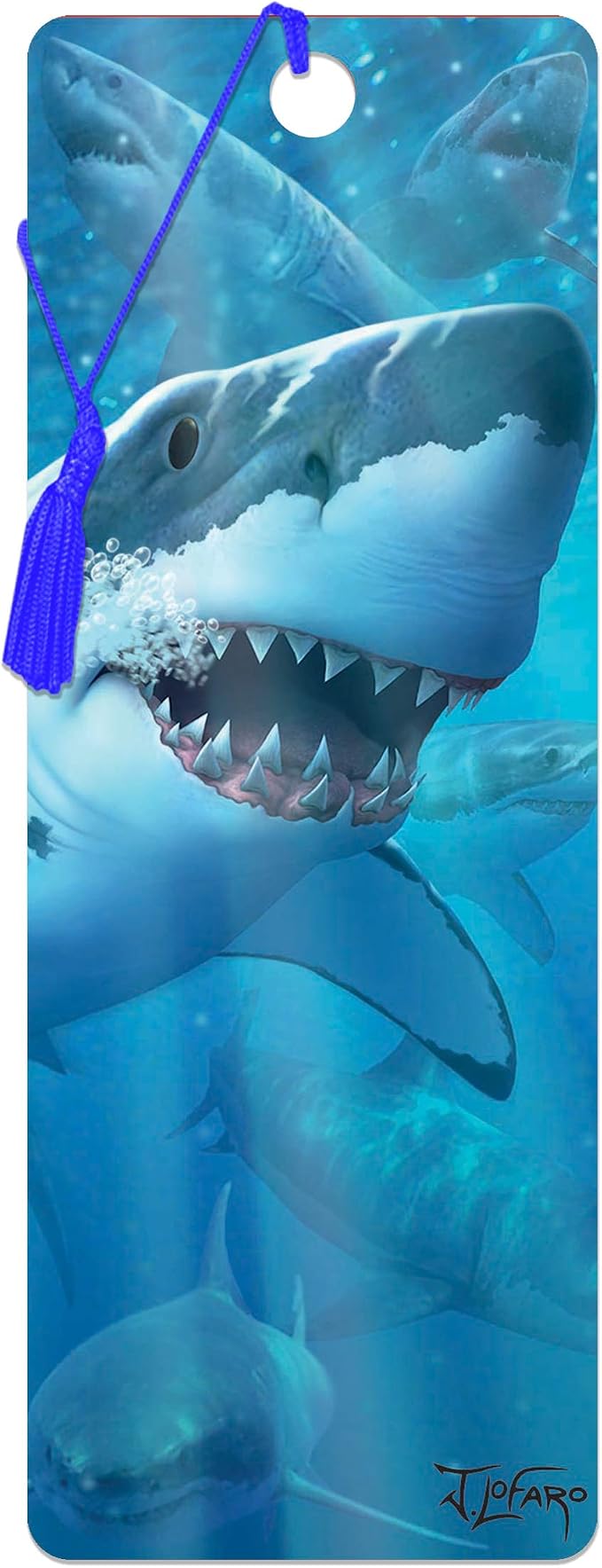 3D LiveLife Bookmark - Great White Delight from Deluxebase. Cute Lenticular Shark Page Marker. Animal Themed Accessories for Book Lovers. Small Gifts for Men, Women, Writers and Teachers.