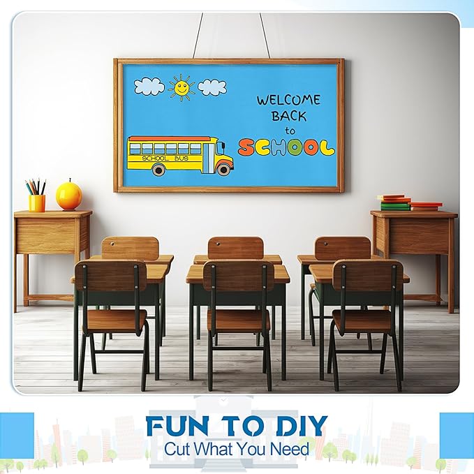 Hahafelt 16 in x 40 Ft Fabric Bulletin Board Roll Classroom Non Woven Fabric Background Decorations Waterproof Wrinkle Resistant Bulletin Board for Back to School Wall Decor(Blue,Pure)