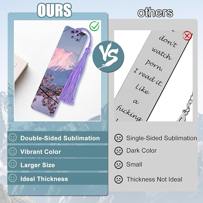 120 Pcs Metal Sublimation Bookmarks Double Sided, 6"x1.5" Sublimation Bookmark Blank Bulk Aluminum Sublimation Blanks DIY Bookmarks with Hole and Colorful Tassels for Crafts Gift 0.45mm Thick