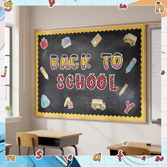 Gueevin 219 Pcs Bulletin Board Letters Set 4" Composition Book Letters for Bulletin Board Alphabet Cutout Classroom Decor with Uppercase, Lowercase Letter, 0-9 Numbers and Punctuation for Home School