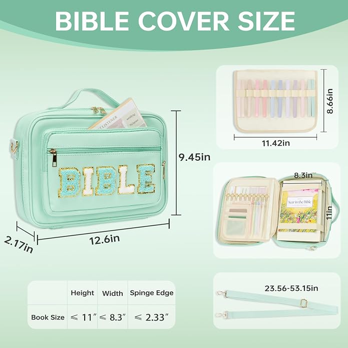 Bible Cover Case for Women Bible Bag Bible Study Supplies Leather Bible Case Western Bible Tote Bag Christian Gifts for Girls