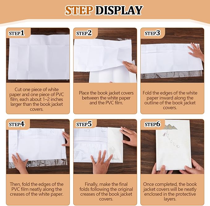 AmazingSpark 16" x 200 ft Open-Edge Adjustable Archival Book Jacket Covers Gloss 1.5-mil Rolls, Foldable Book Dust Jacket Covers, Super Clear Acid Free Cover for Hardcover Library Collection Document