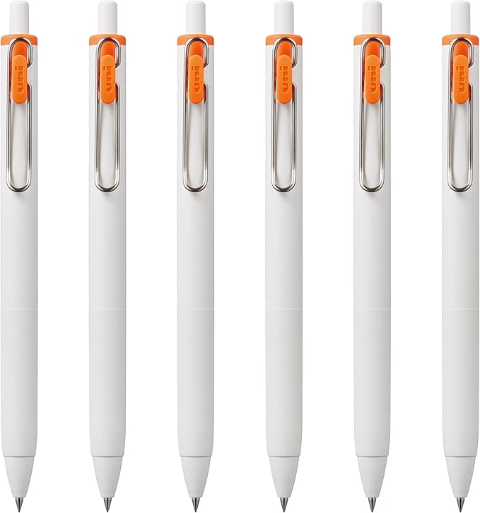 Uni-Ball one Retractable Gel Pens, Micro Point (0.5mm),Orange Ink, 6 Pens