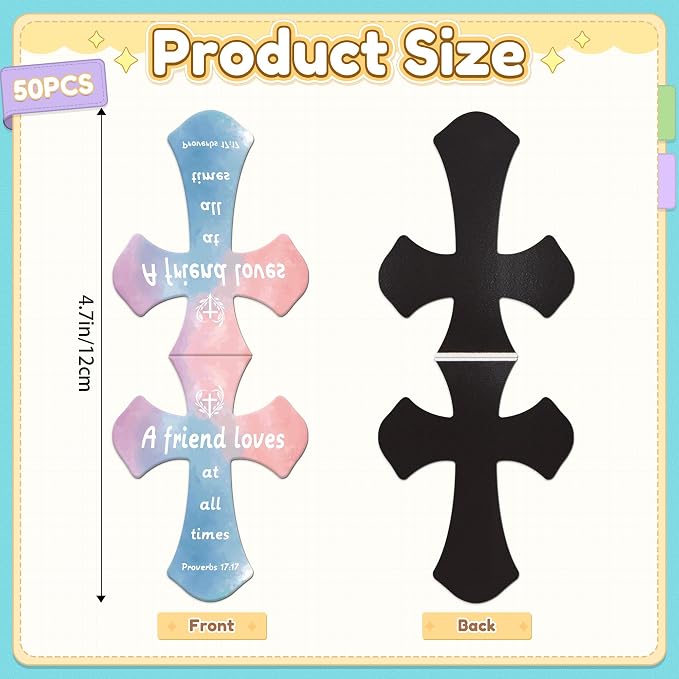 50Pack Magnetic Bookmarks Christian Bookmarks Bulk Cross Bible Bookmark for Reading Women Men Kids Book Lovers Gifts, Religious Magnet Bookmark Clips Cute Personalized Book Markers (Watercolor)
