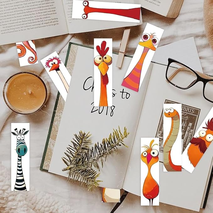 60PCS Funny Animal Bookmarks for Kids - Creative Unique Cartoon Page Holders,Gifts for Book Lovers, Students,Readers on Birthday/School Rewards/Library Reading,4th of July Gift