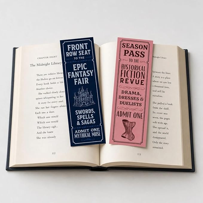Vintage Bookmarks Bulk Gifts - 100 Pcs Book Club Ticket Paper Bookmark for Women Girls Students Fantasy Horror Page Marks School Reading Accessories Bookish Merch Gift for Birthday Graduation