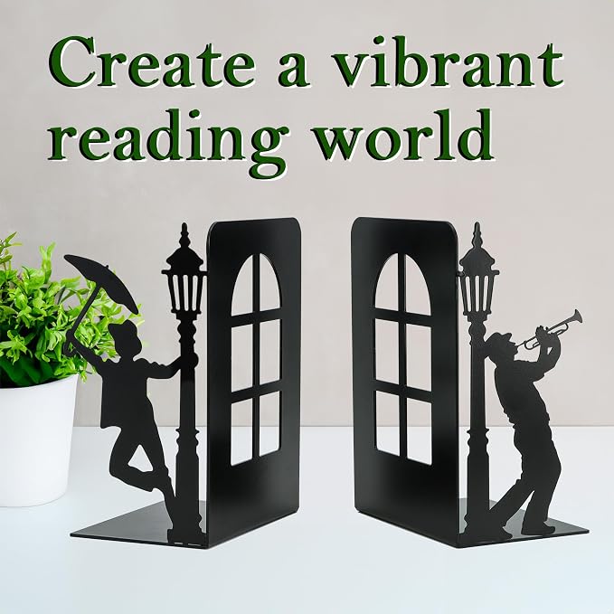 Design Book Ends for Shelves Decorative Desk or Countertop, Hidden Metal Bookends Hold Books, Bookend Holder for Mother's Day Decorations Gift, Gift for Book End Mother's Day Decor (Set of 2)