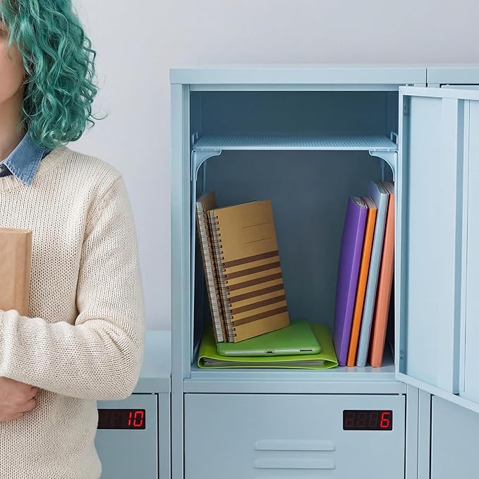 Colarr Blue Locker Organizer Shelf Locker Accessories for Girls Stackable Storage Organization Shelf Area Saver Fits Standard Size for School Office Kitchen and Home