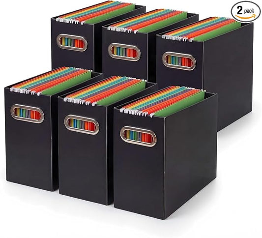 Collapsible File Organizer Box with Handle,12.20x5.11x9.84Inches, Filing Organizer for Home or Office, Small Portable File Box(6 Packs, Black)
