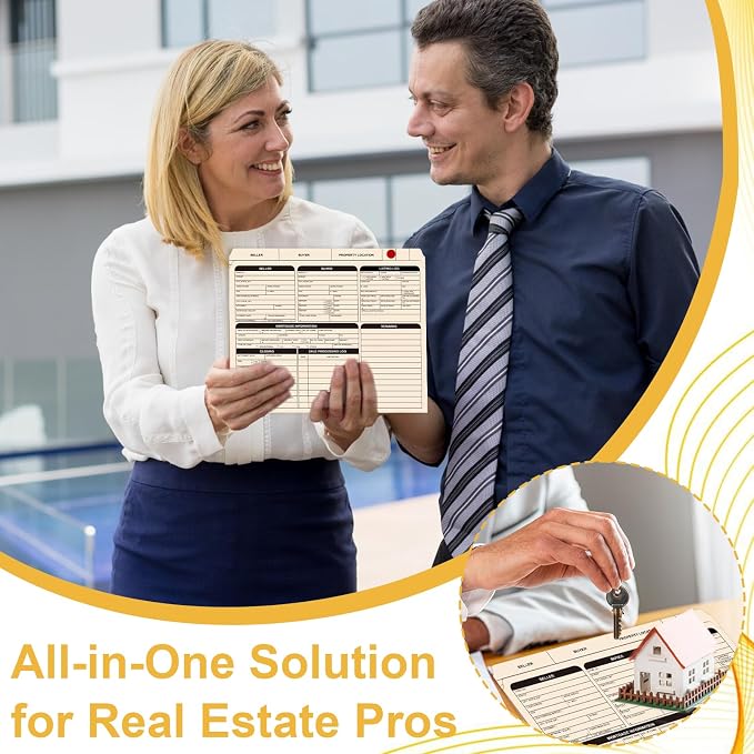 25 Pcs Real Estate Listing Folder Pre-Printed List for Real Estate Agent Supplies Durable Letter Size 210 GSM Manila Card Stock with Closing Checklist (50, Manila, Letter Size)