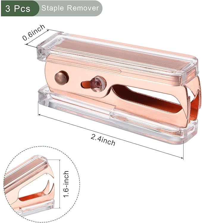YOKIVE 3 Pcs Staple Remover, Office Staplers Puller | Easily Remove Staples Great for Office Home Desktop Accessories (Rose Gold)