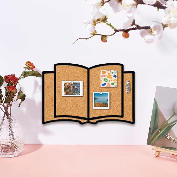 CRASPIRE Book Pin Cork Board 11.8x7.87In Framed Bulletin Display Badge Wooden Saddle Brown Wall Mounted Memory Memo Brooch Lapel Pin Holder Storage for Home Office School Classroom Wedding Decoration