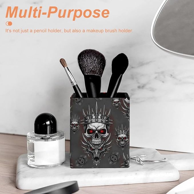 Men's Fashion Pencil Pen Holder Cup, Waterproof Office Supplies, Waterproof Multifunctional Office Supplies King Cool Skull Dragon Tattoo Art
