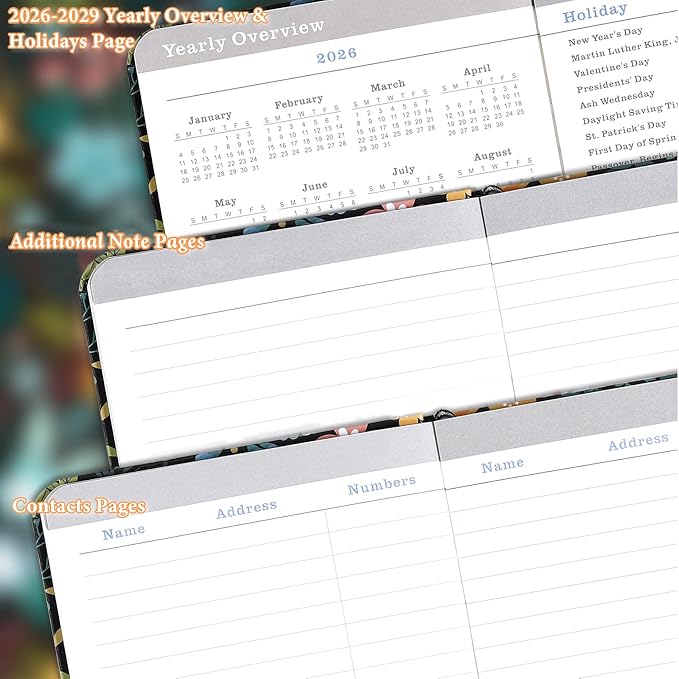 2026-2029 Pocket Planner/Calendar - Monthly Pocket Planner/Calendar with Pen Hold, July 2026 - June 2029, Inner Pockets and 63 Notes Pages, 6.6" x 3.7"