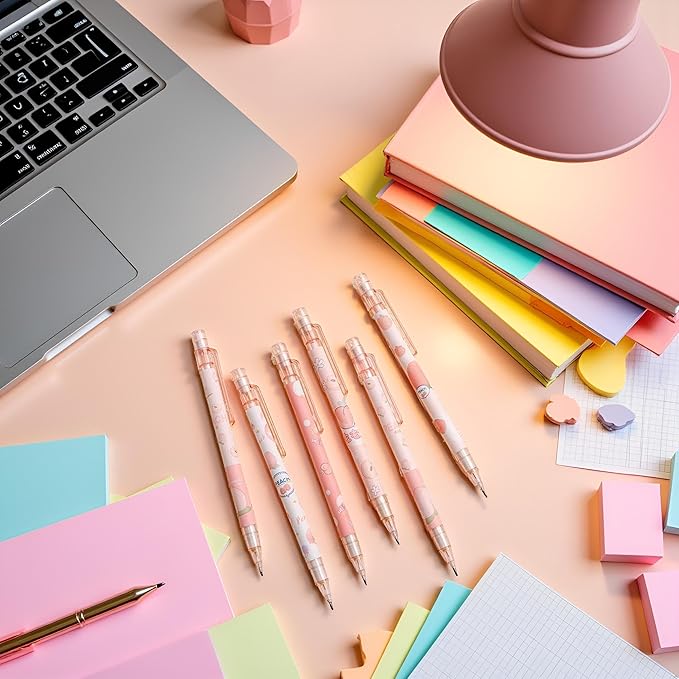 Jowxsx 1Pc Pink Mechanical Pencil 0.5mm Pencil Refill Automatic Pencils Cute Peach Press Automatic Mechanical Stationery School Office Supplies Writing and Correction Supplies
