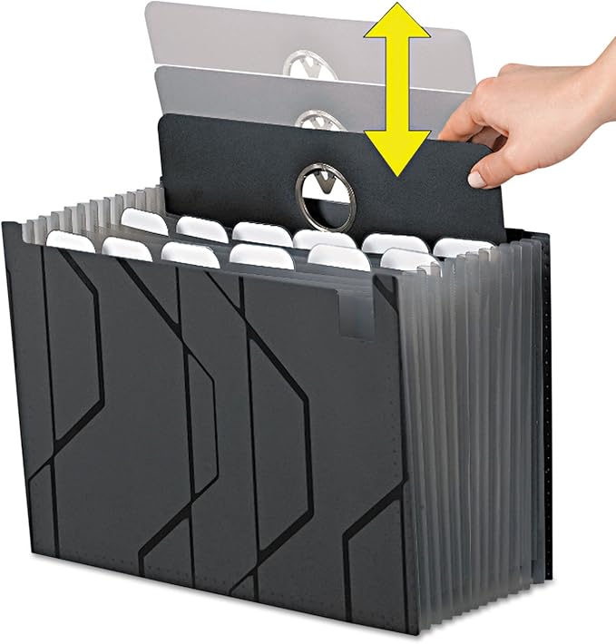 Pendaflex Sliding Cover Expanding File, 13 pockets, Letter Size, Black (2327)