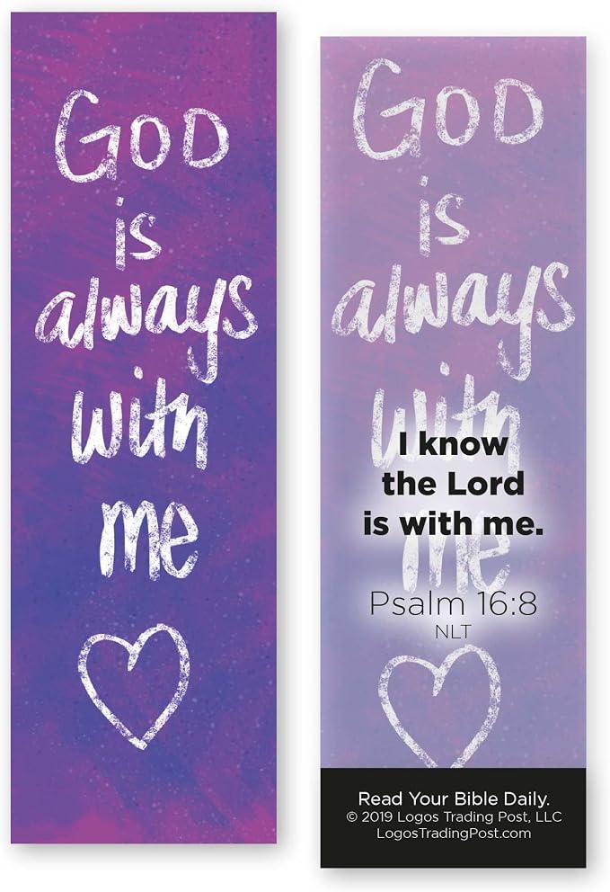 Children and Youth Bookmark, God is Always with Me, Psalm 16:8, Pack of 25, Handouts for Classroom, Sunday School, and Bible Study