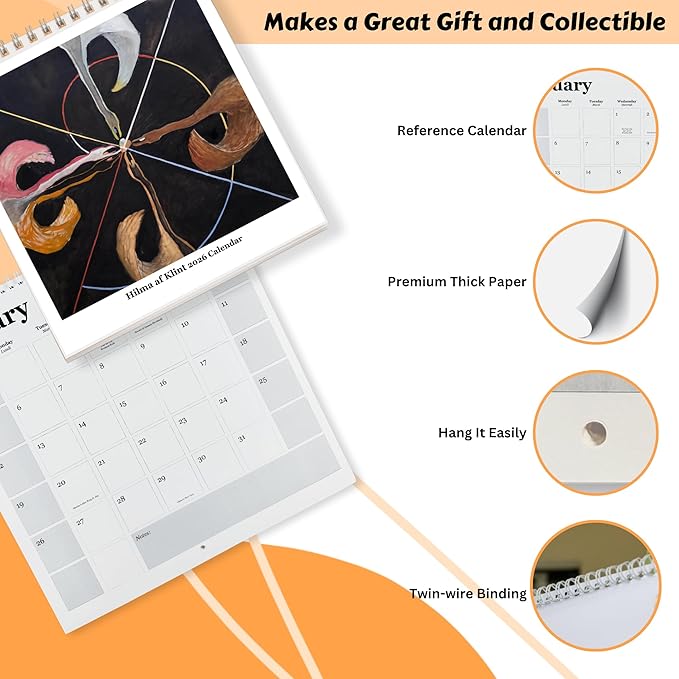 Hilma af Klint- 2026 Wall Calendar 12” x 12”- Swedish Master Artist of Naturalism- Printed on FSC Certified Cardstock Paper- Monthly Organizer for Home and Office