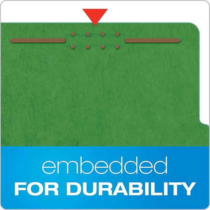 Pendaflex Classification Folders, Standard, 3 Dividers, Embedded Fasteners, 2/5 Cut Tab, Dark Green, Letter, 10/BX (24097) (Pack of 5)