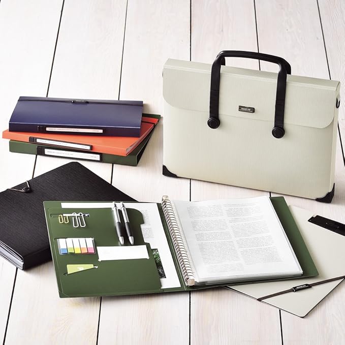 Lihit Lab N7520-4 File Clear Book, A4, 30 Holes, Interchangeable, 2 Type Pockets, Orange